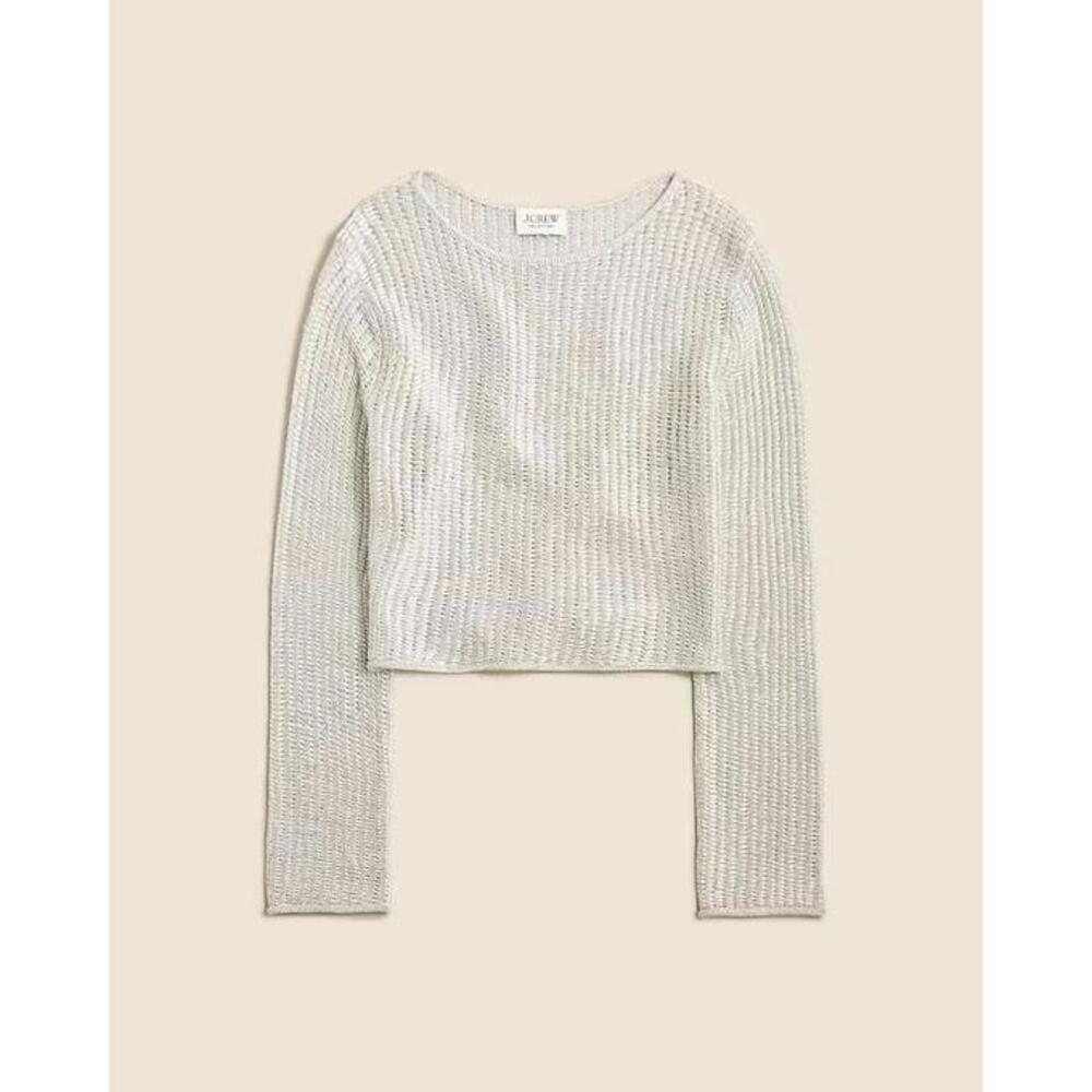 J.Crew Collection metallic open-weave sweater Silver